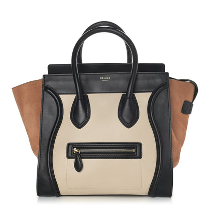 Celine Satin Calfskin Suede Mini Tri-Color Luggage Seashell 1 of 9