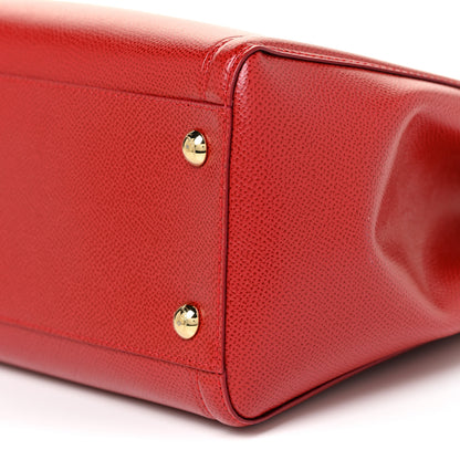 Salvatore Ferragamo Hammered Calfskin Vara Bow Chain Tote Red 10 of 10