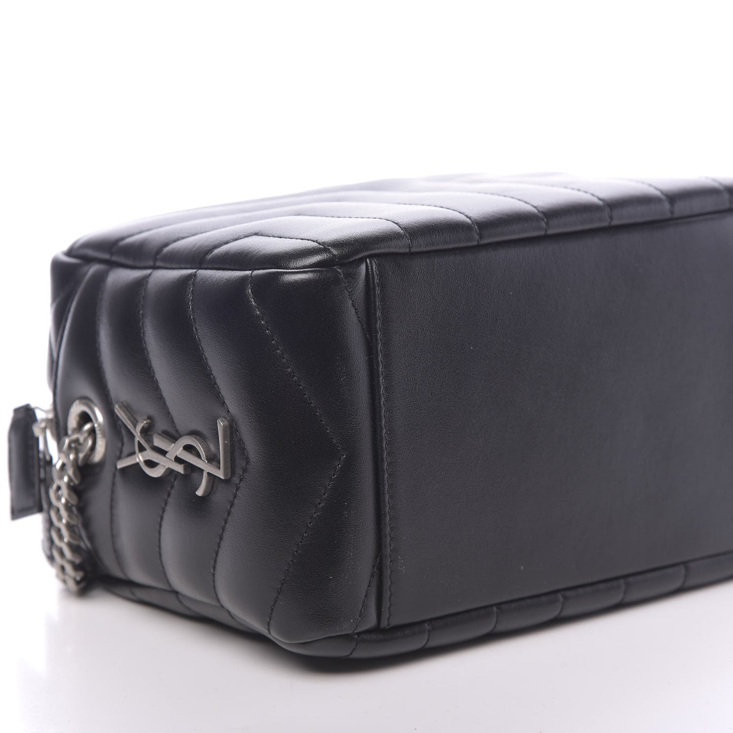 Calfskin Y Quilted Monogram Small Loulou Bowling Bag Black
