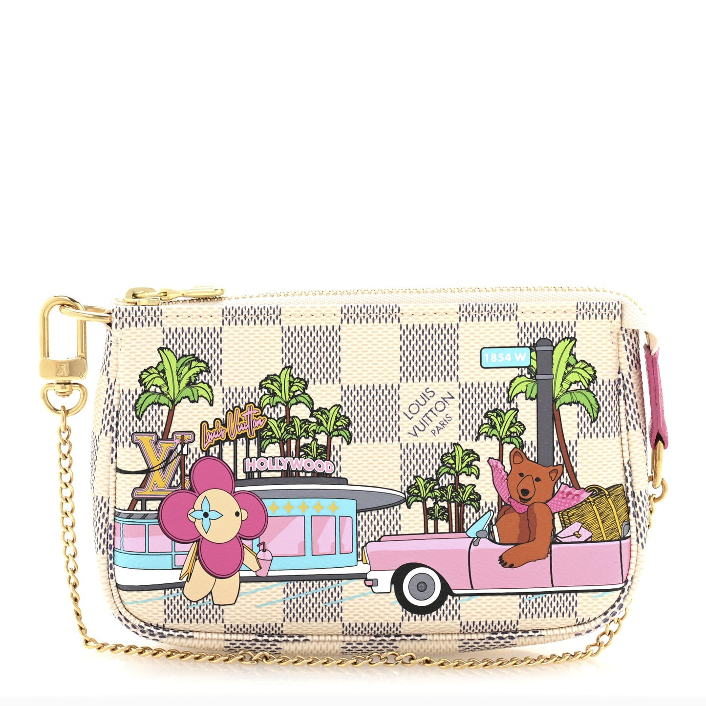 Damier Azur 2021 Christmas Animation Hollywood Mini Pochette Accessories Fuchsia