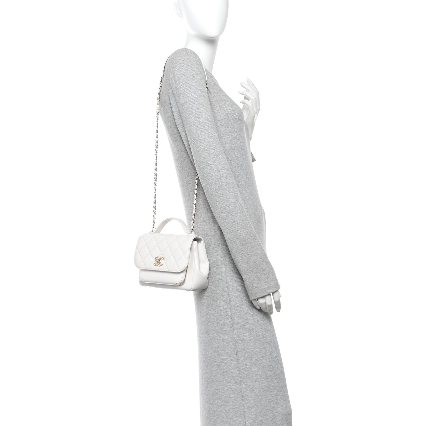 Caviar Quilted Small Business Affinity Flap White