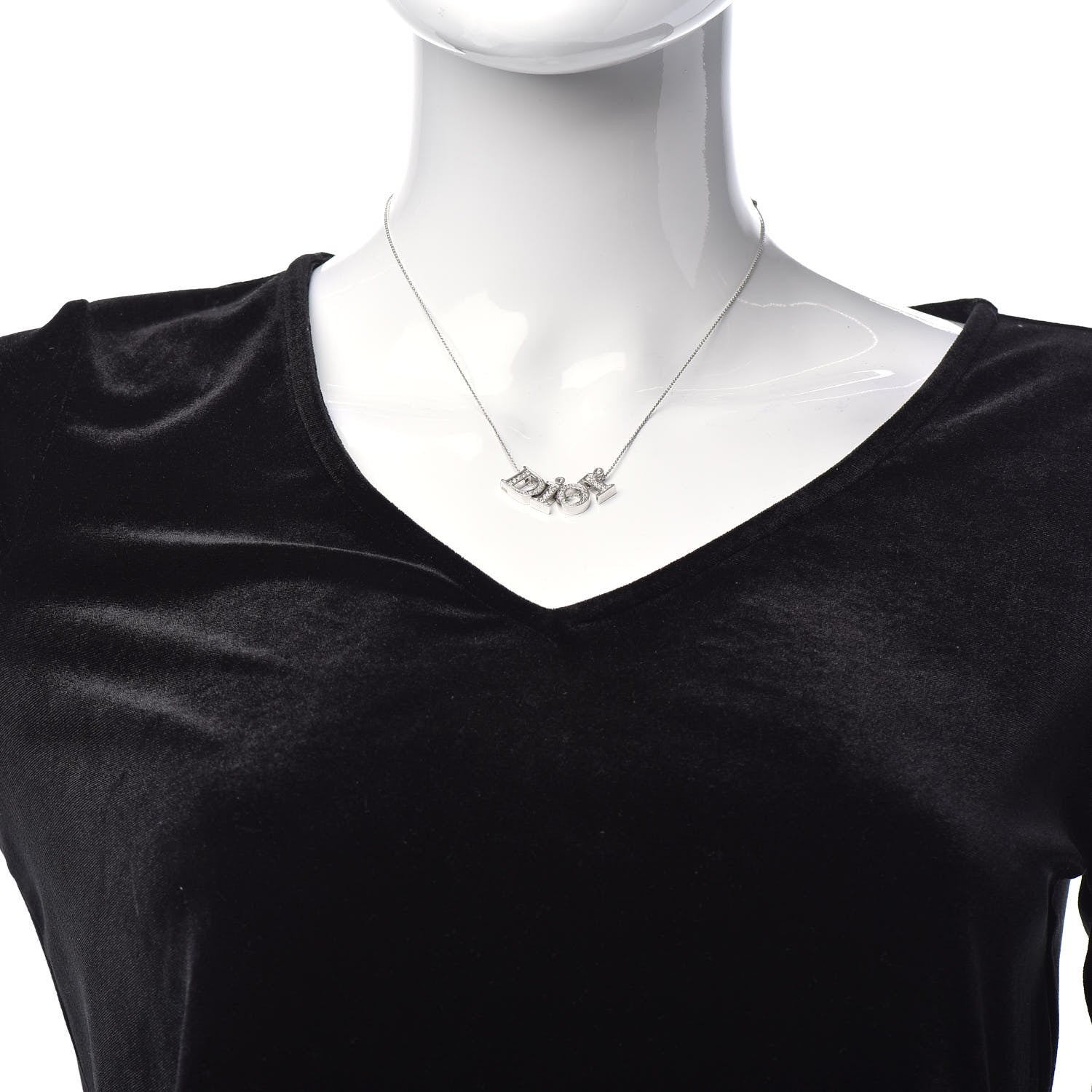 Christian Dior Metal Logo Necklace Silver 2 of 5
