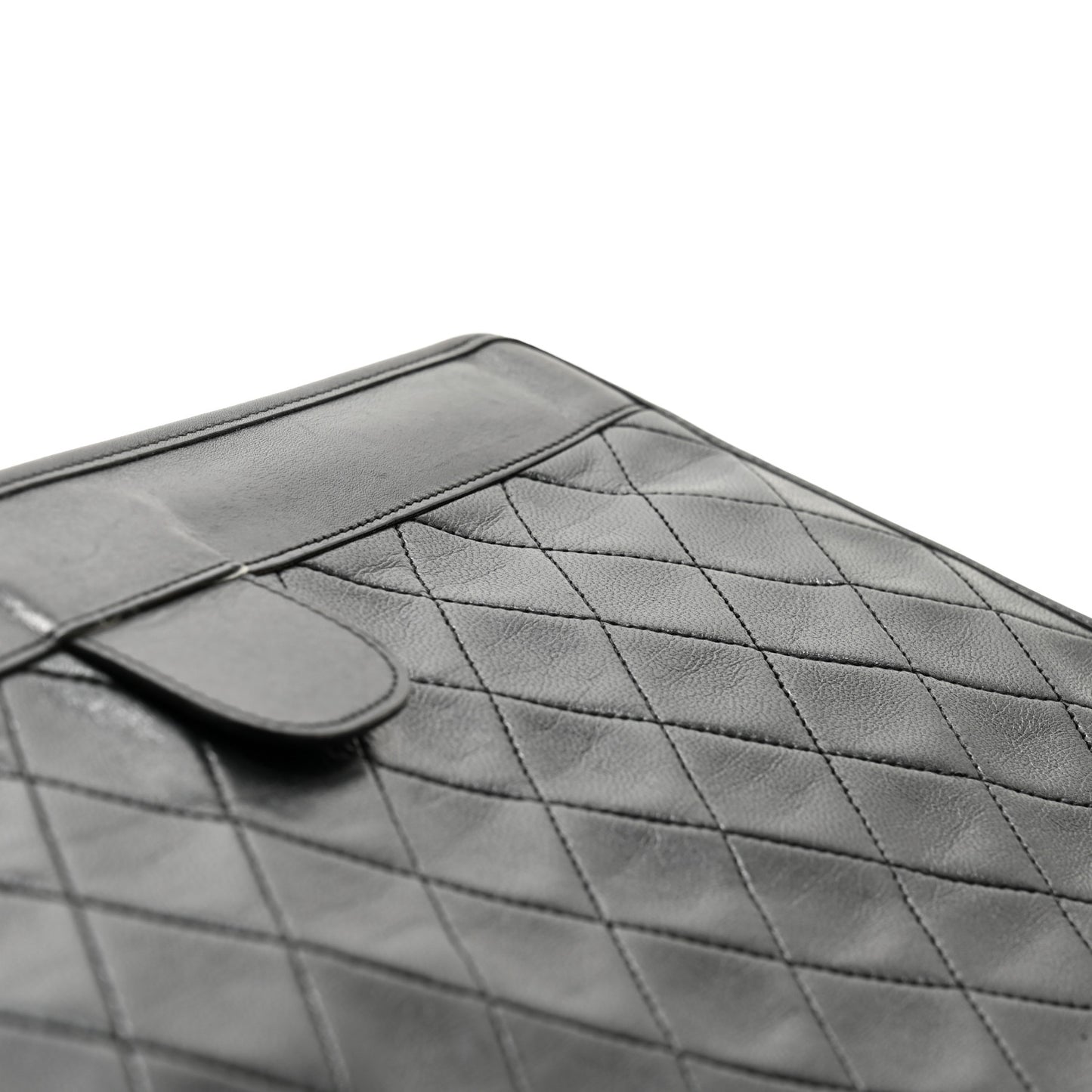 Lambskin Quilted CC Large Clutch Black