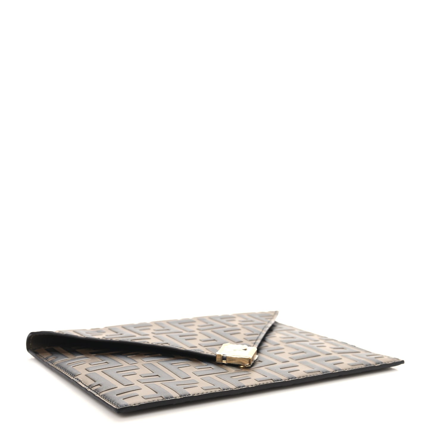 Vitello Ceylon Bi-Color FF 1974 Embossed FF Diamonds Flat Envelope Pouch Maya Black
