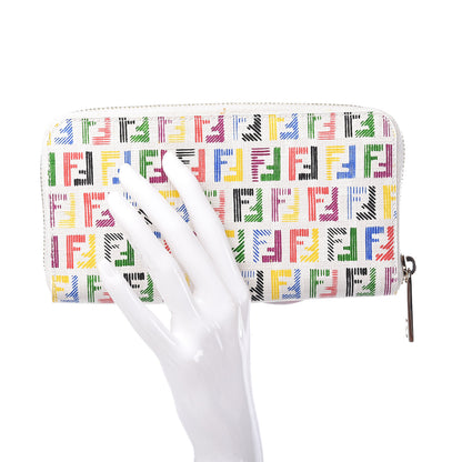 Fendi Zucchino Spalmati FF Multicolor Zip Around Wallet White Multicolor 2 of 8