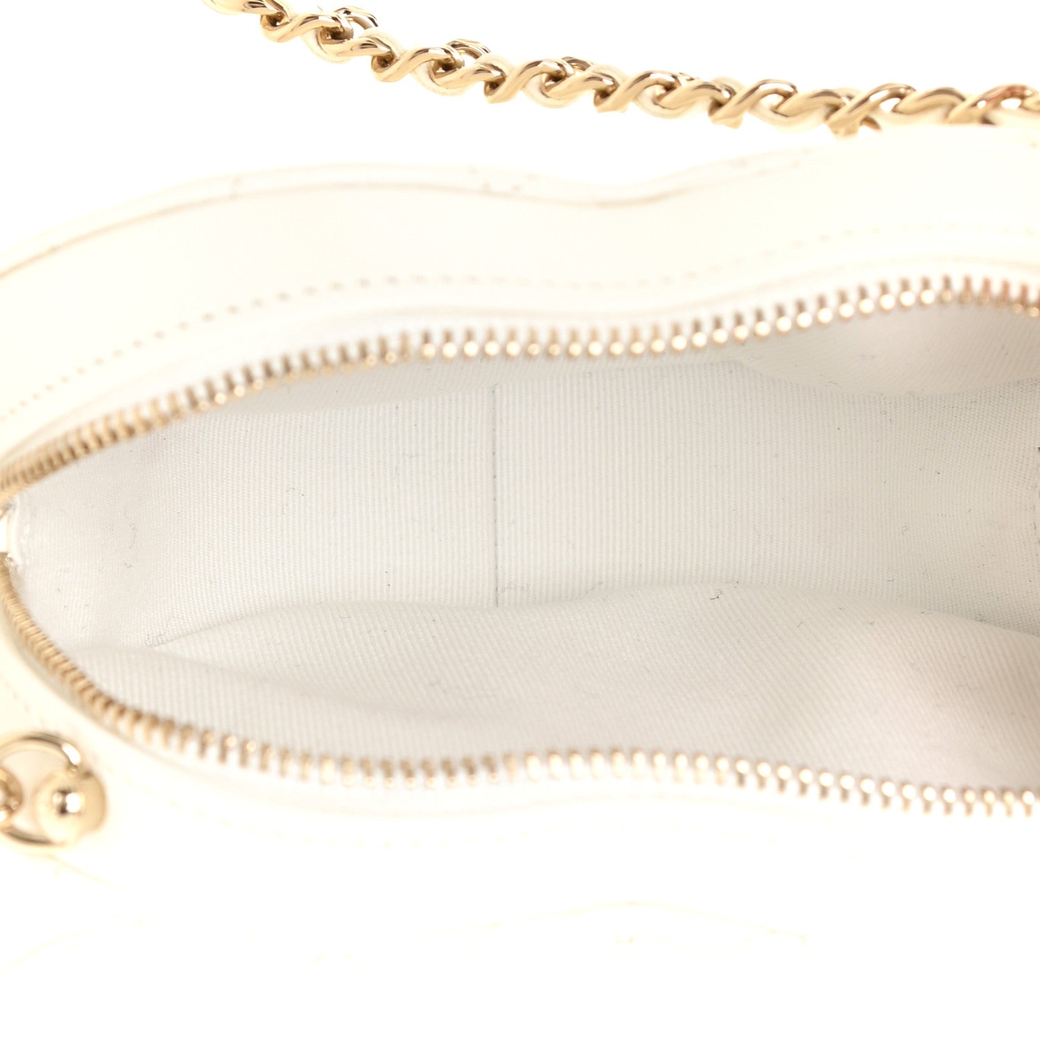 Chanel Lambskin Quilted CC In Love Heart Clutch With Chain White 5 of 12