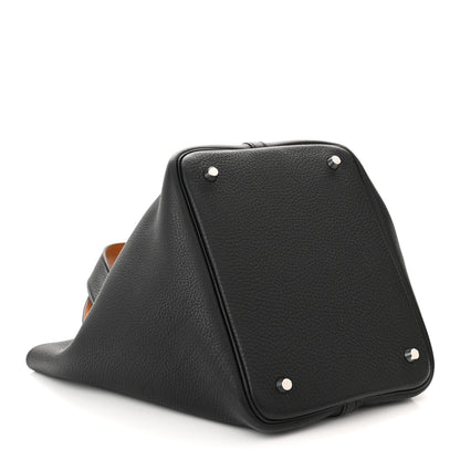 Hermes Taurillon Clemence Picotin Lock 22 MM Black Gold 4 of 10
