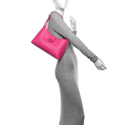 Salvatore Ferragamo Calfskin Intreccio Trifolio Shoulder Bag Hot Pink 2 of 13