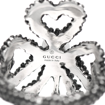 Gucci Sterling Silver Glass Pearl Heart Ribbon Ring 51 5.75 5 of 5