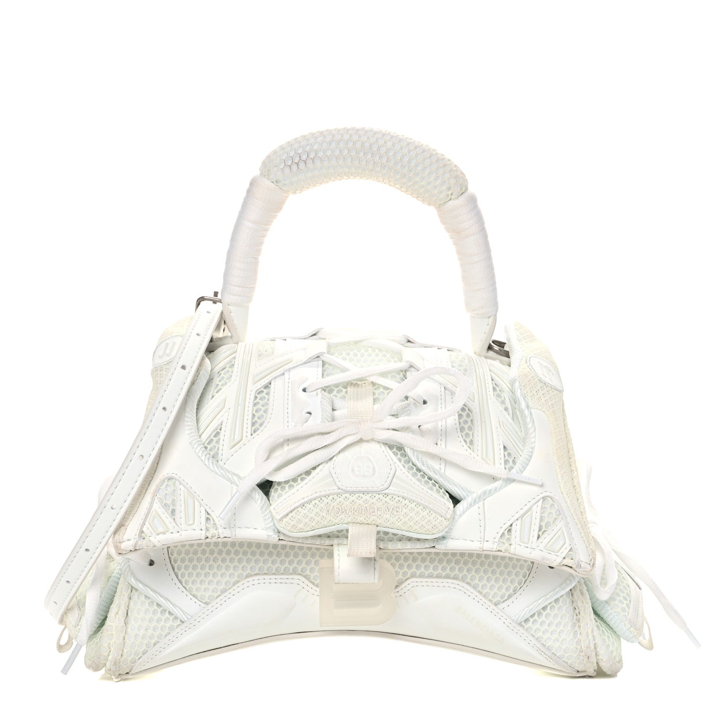 Faux Calfskin Fabric Glow In The Dark Small Sneakerhead Top Handle Bag White