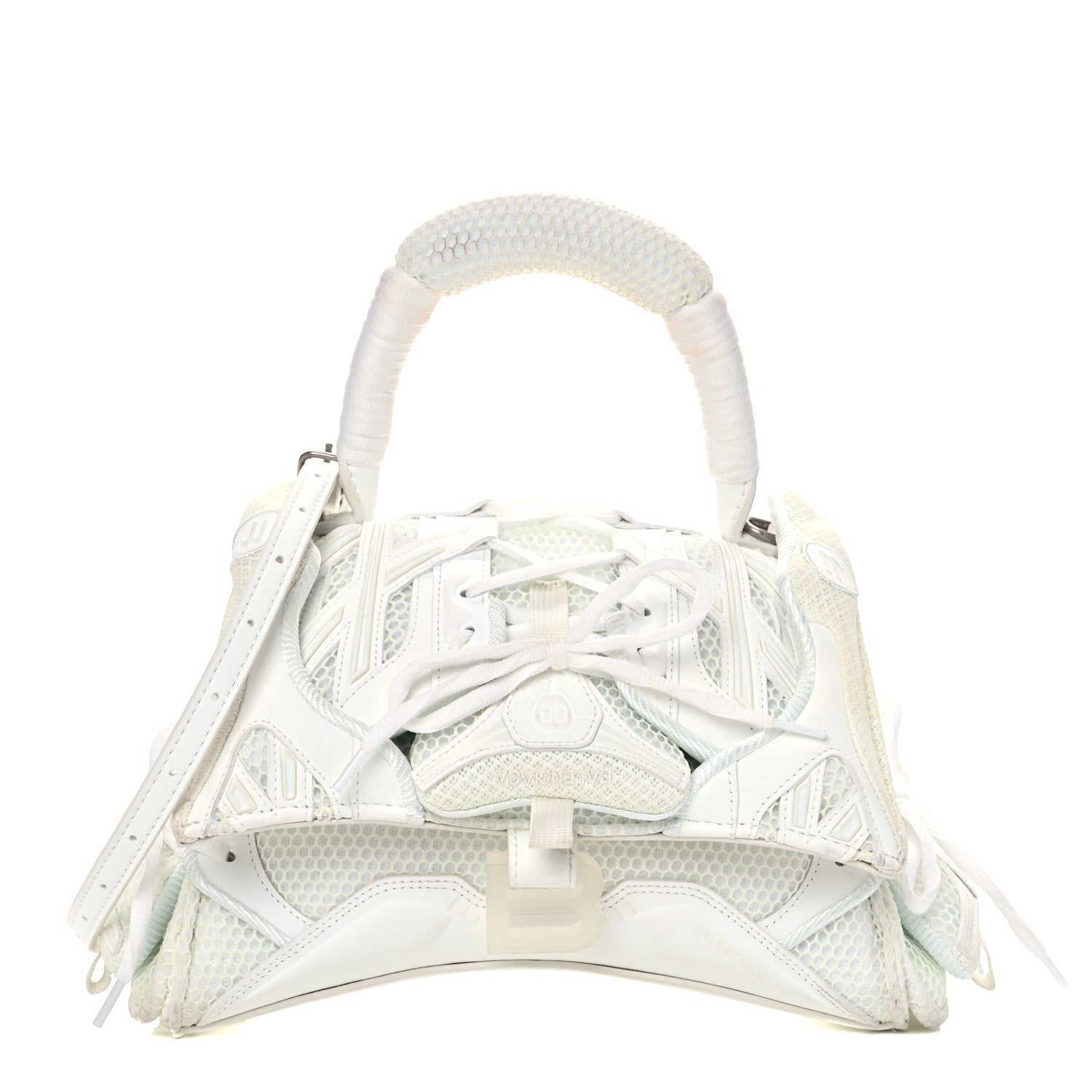Balenciaga Faux Calfskin Fabric Glow In The Dark Small Sneakerhead Top Handle Bag White 1 of 12