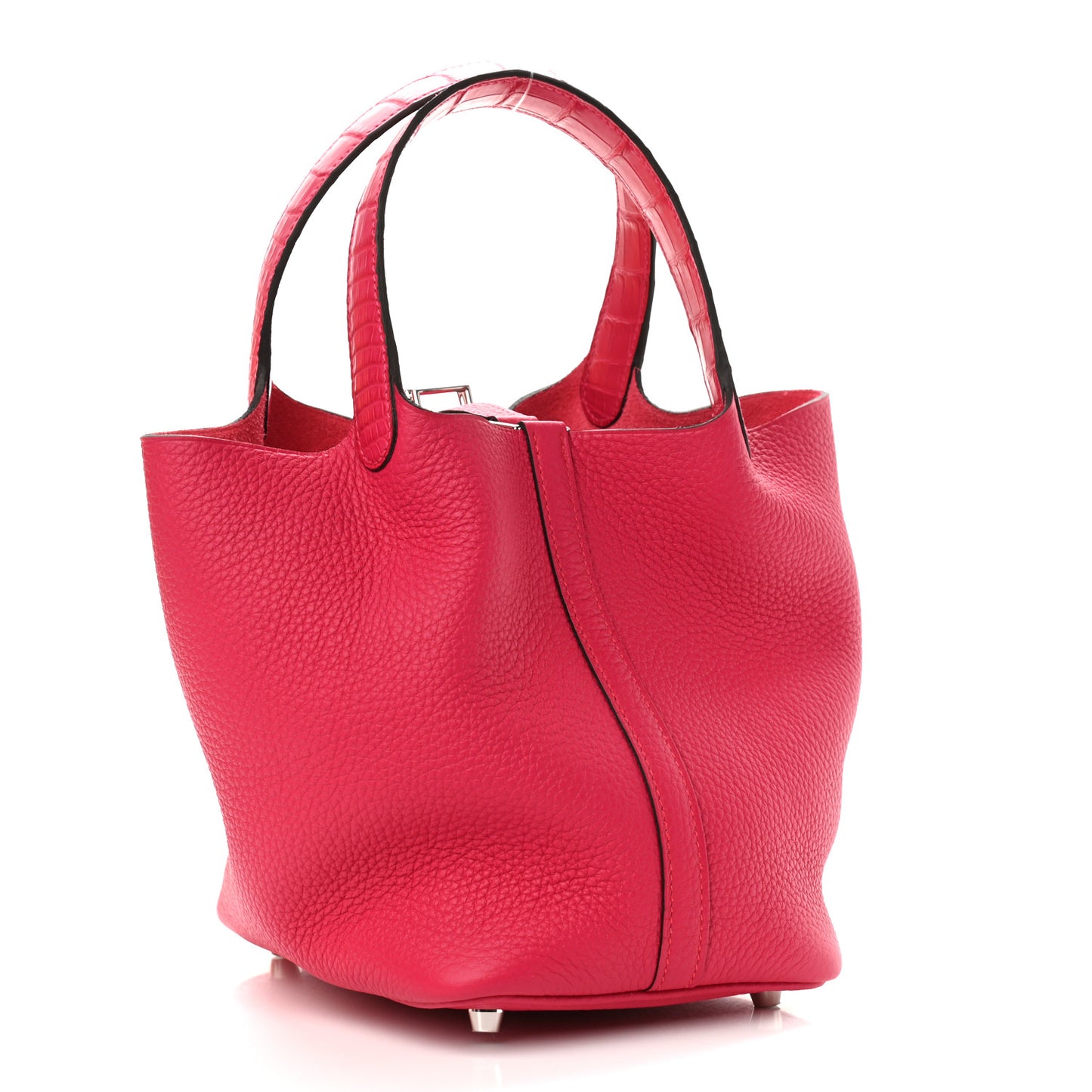 Taurillon Clemence Matte Alligator Picotin Lock Touch 18 PM Rose Mexico