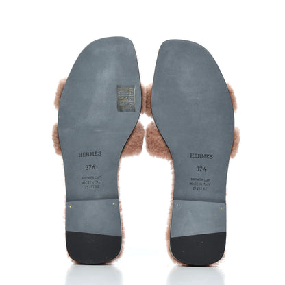 Hermes Woolskin Oran Sandals 37.5 Rose Aube 5 of 10