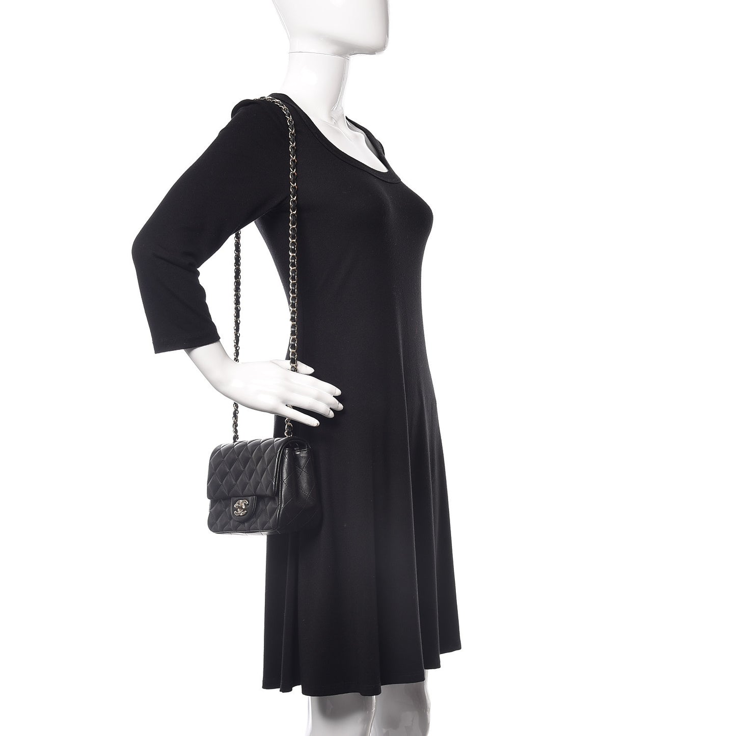 Lambskin Quilted Mini Square Flap Black