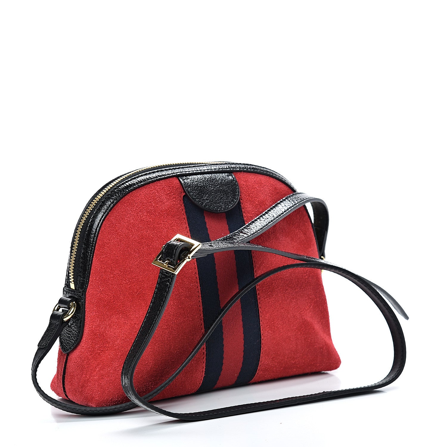 Gucci Suede Patent Web GG Small Ophidia Dome Shoulder Bag Hibiscus Red 2 of 10