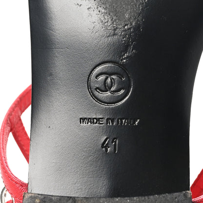 Chanel Lambskin CC Thong Sandals 41 Red 8 of 9