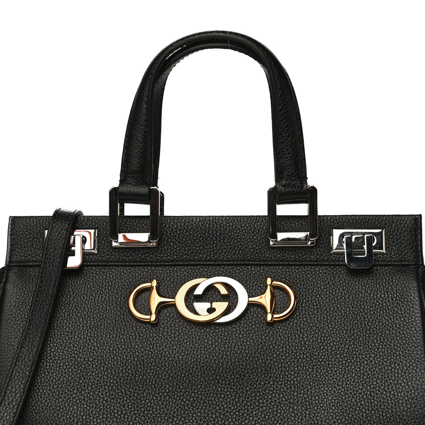 Grainy Calfskin Small Zumi Top Handle Bag Black