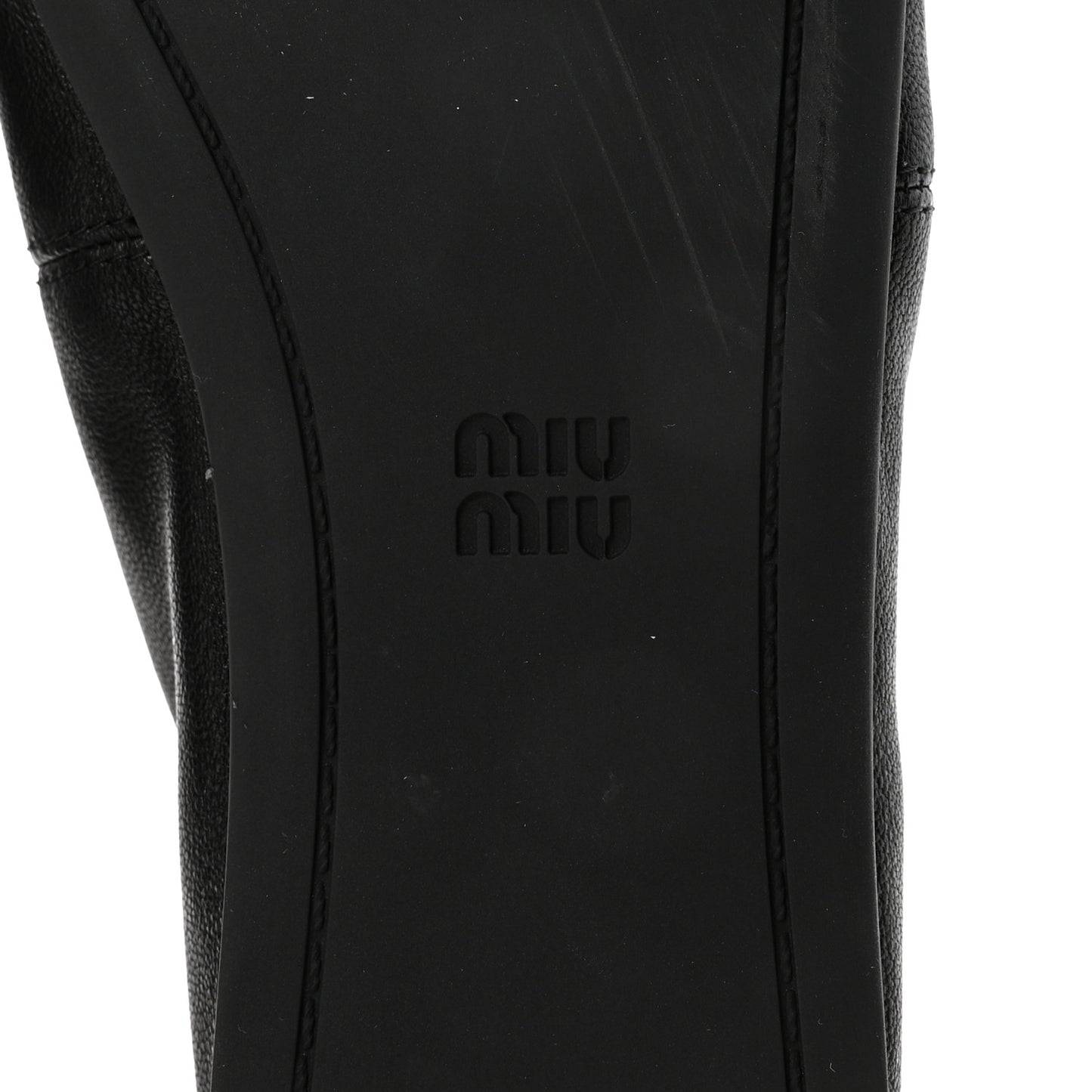 Nappa Ruched Ballerina Flats 37.5 Black