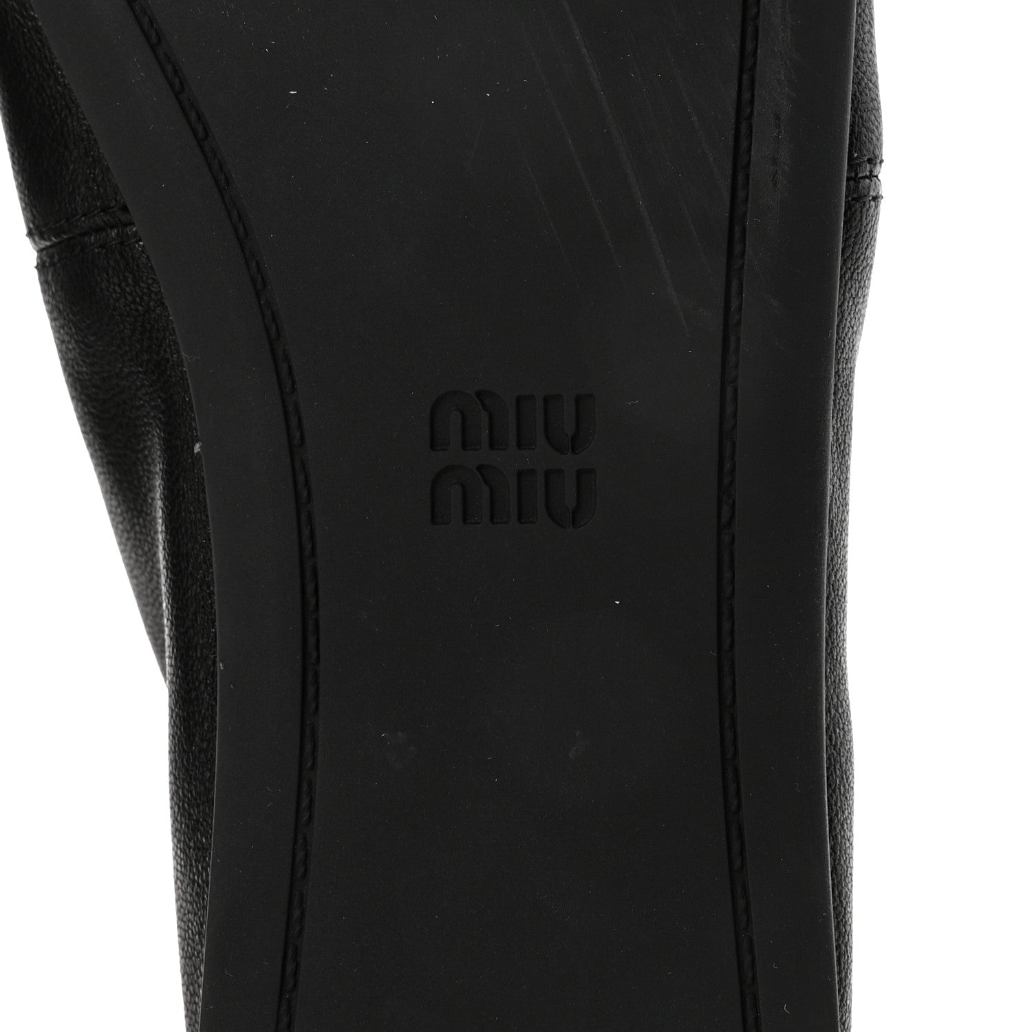 Miu Miu Nappa Ruched Ballerina Flats 37.5 Black 7 of 9