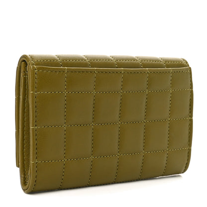 Saint Laurent Lambskin Carre Quilted Cassandre Small Envelope Wallet Olive Drab 3 of 6