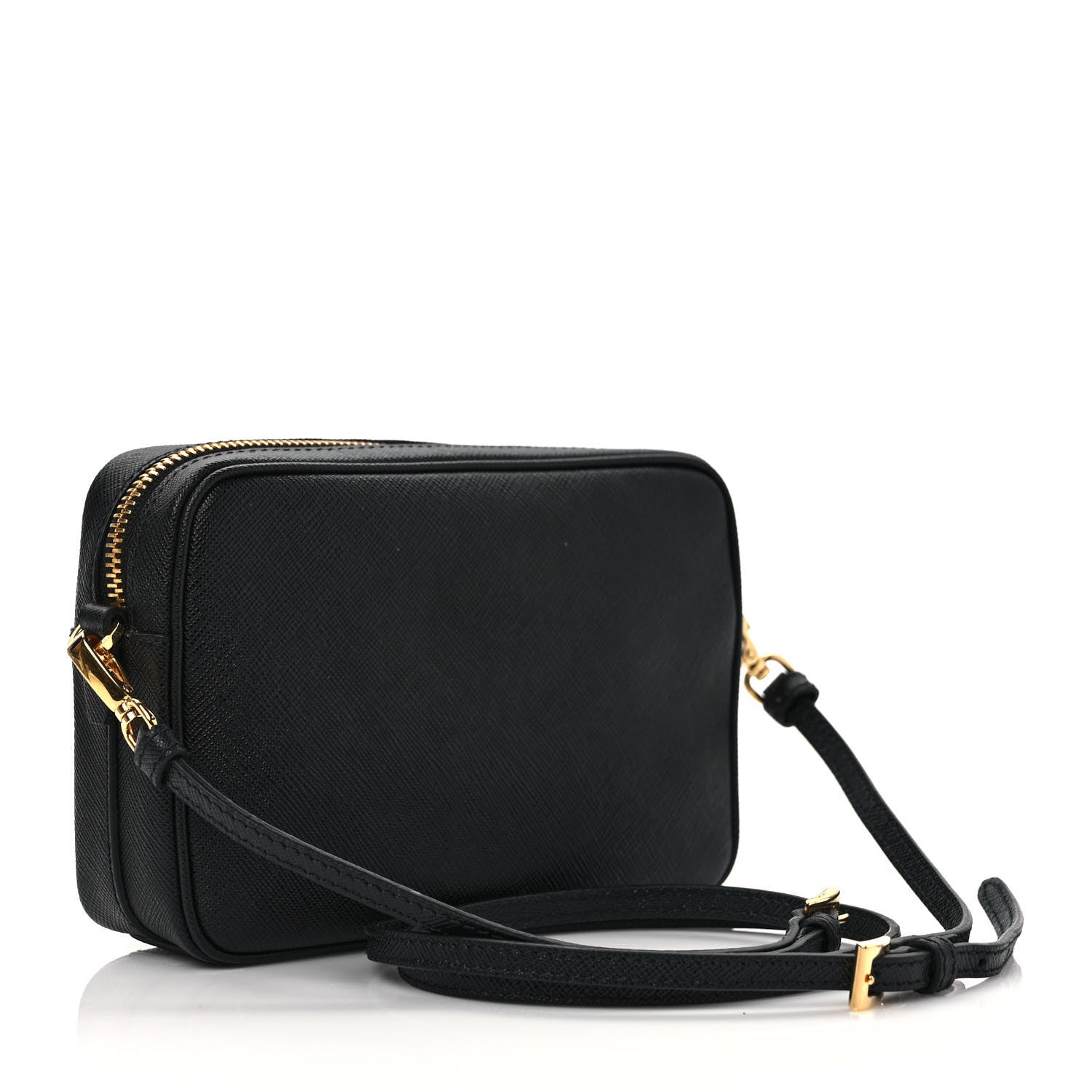Prada Saffiano Mini Monochrome Camera Crossbody Bag Black 2 of 7