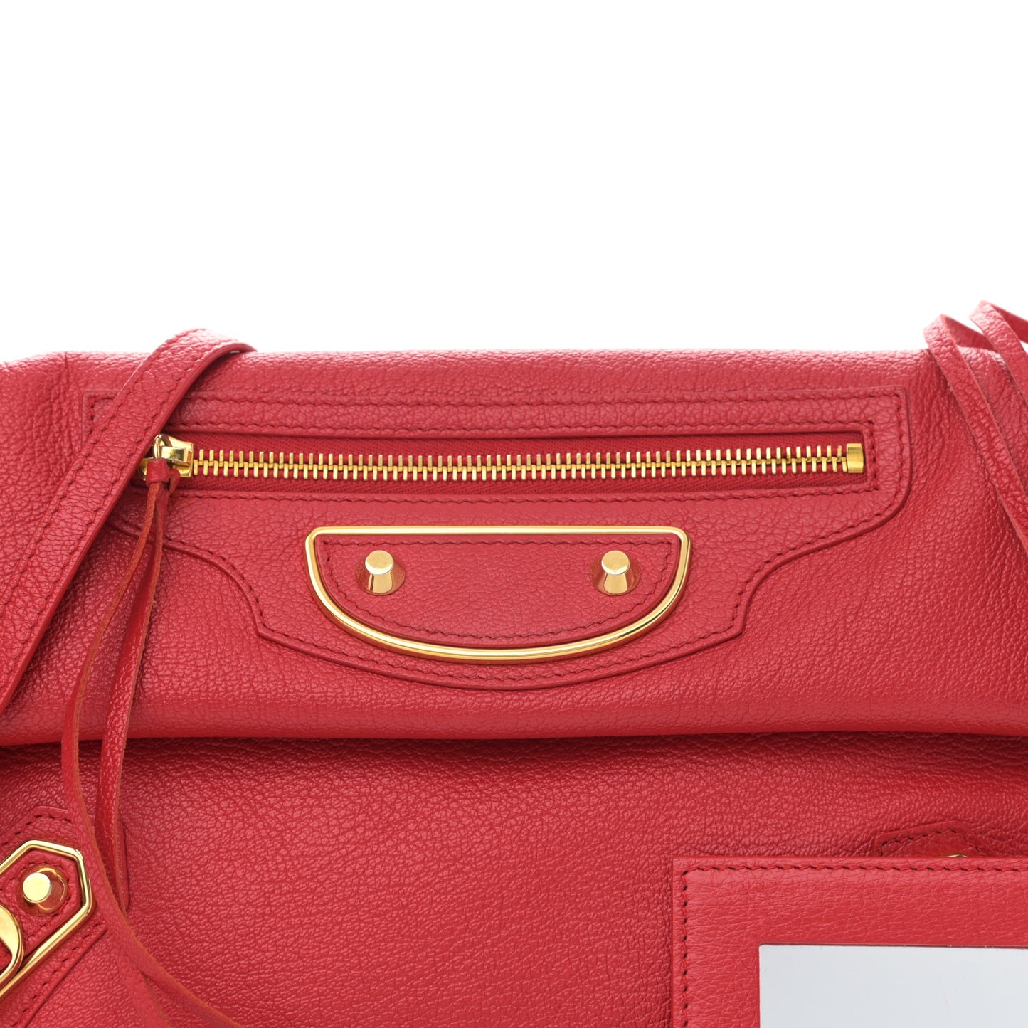Chevre Gold Metallic Edge Hardware Envelope Clutch Rouge Grenade