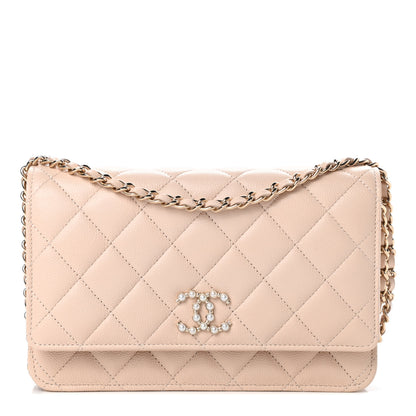 Chanel Caviar Quilted Coco Candy Wallet On Chain WOC Beige 1 of 13