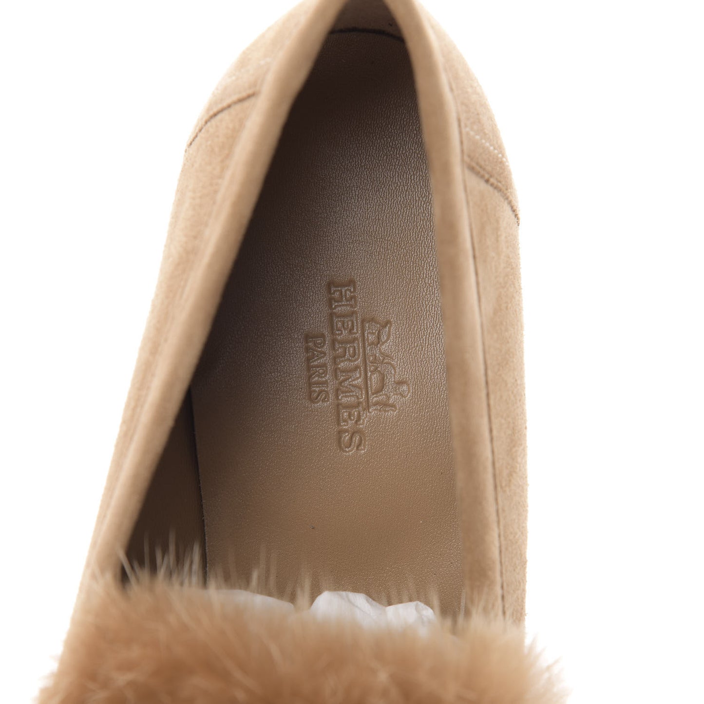 Mink Fur Suede Goatskin Paris Loafers 36 Marron Havane