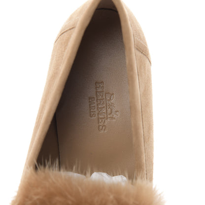 Hermes Mink Fur Suede Goatskin Paris Loafers 36 Marron Havane 7 of 8