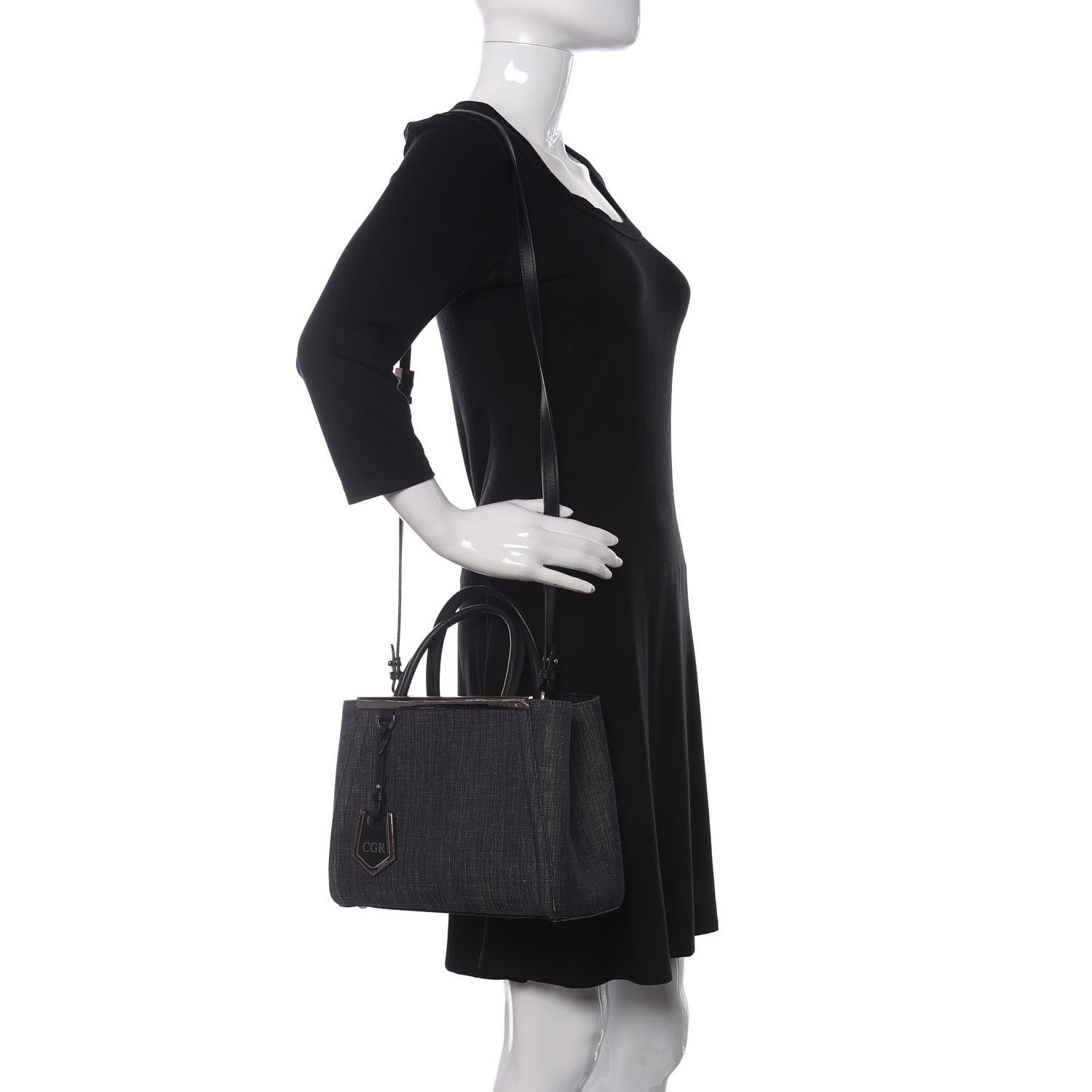 Fendi Denim Petite 2Jours Tote Blue Black 2 of 10