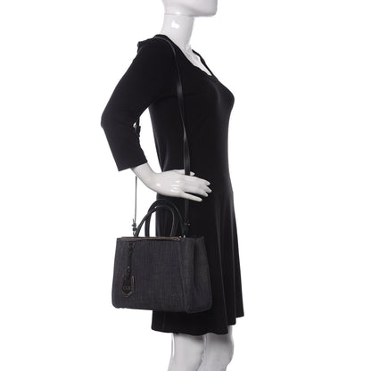 Fendi Denim Petite 2Jours Tote Blue Black 2 of 10