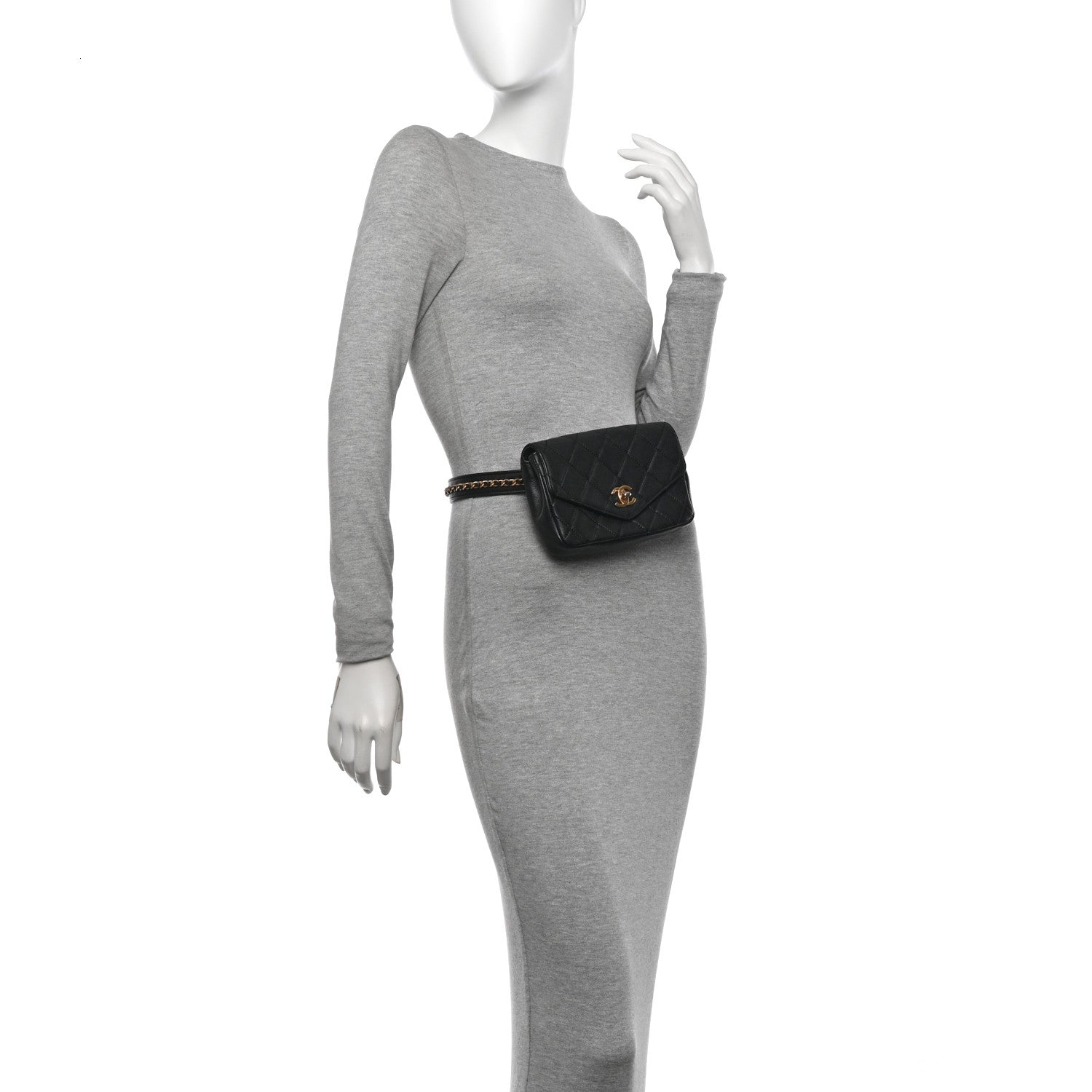 Chanel Calfskin Quilted Flap Waist Bag Black 2 of 12