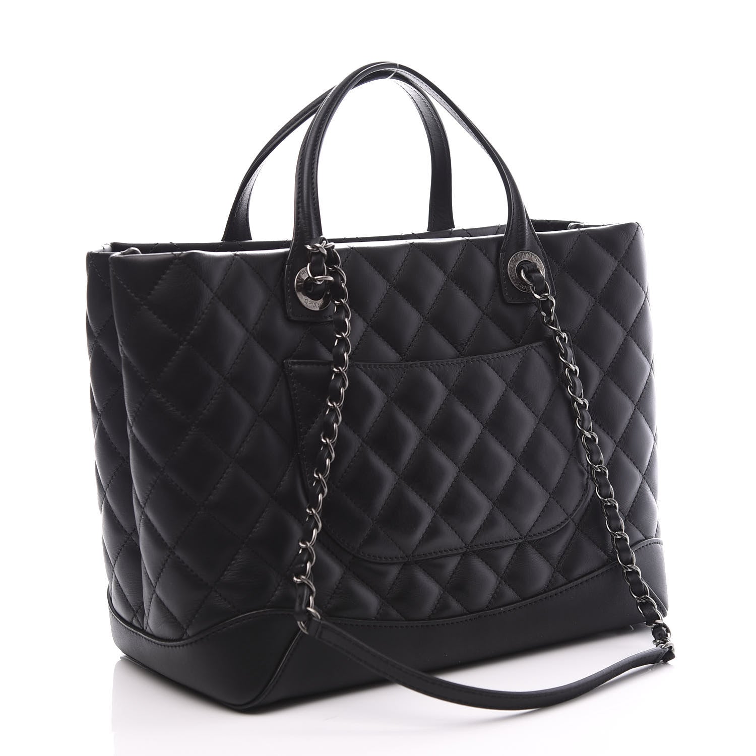 Chanel Calfskin Quilted Small Easy Shopping Tote Black 2 of 10