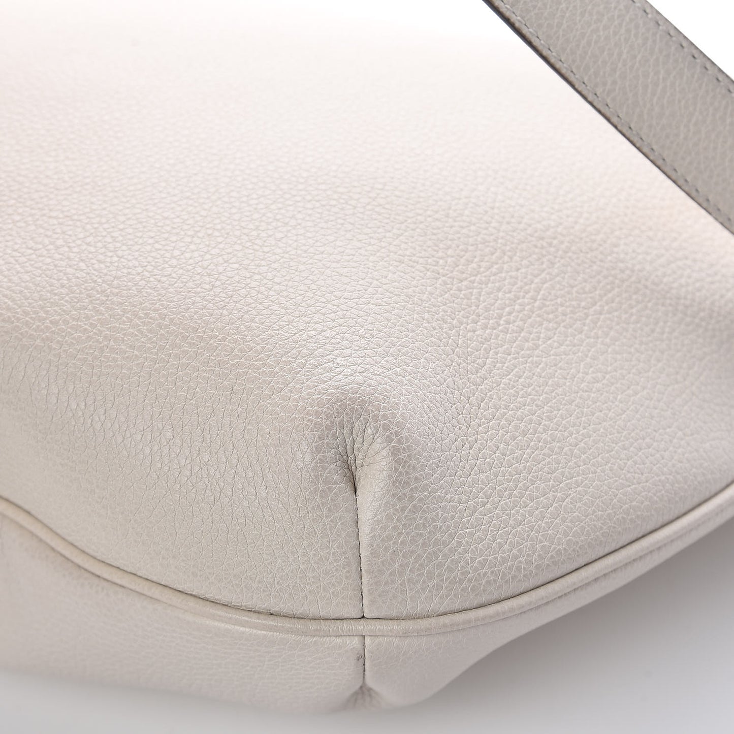 Grained Calfskin Logo Half Moon Hobo White