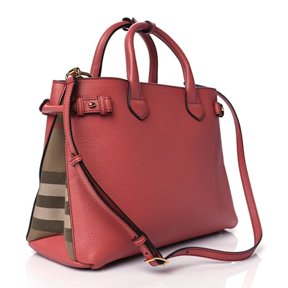 Burberry Grainy Calfskin House Check Medium Banner Tote Mauve Pink 3 of 10