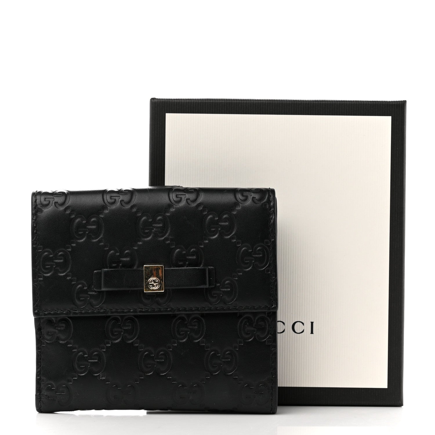 Gucci Guccissima Bow French Flap Wallet Chocolate Brown 8 of 8
