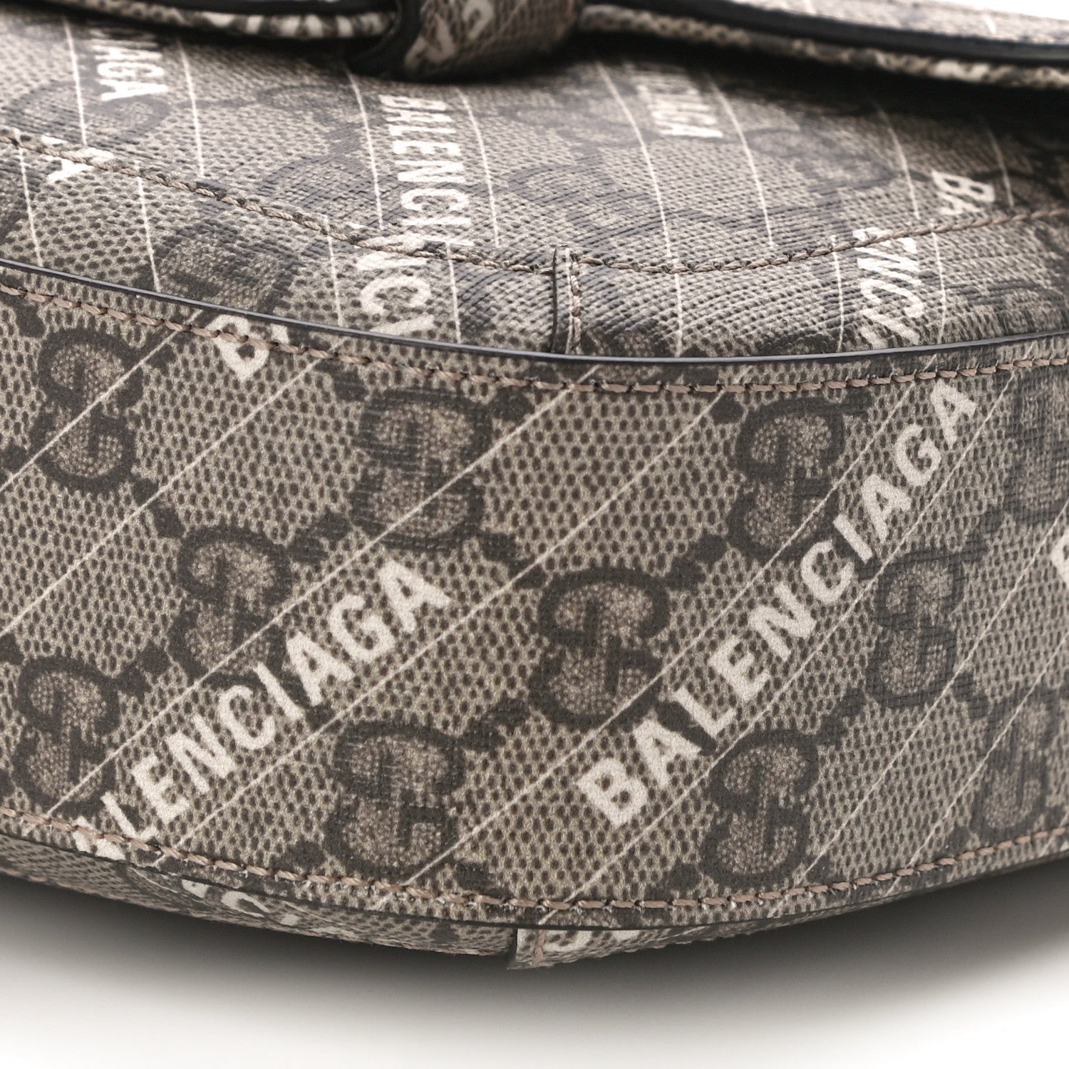 Gucci X BALENCIAGA GG Supreme Monogram Web Logo Print Mini Horsebit 1955 Shoulder Bag Beige Ebony 6 of 11