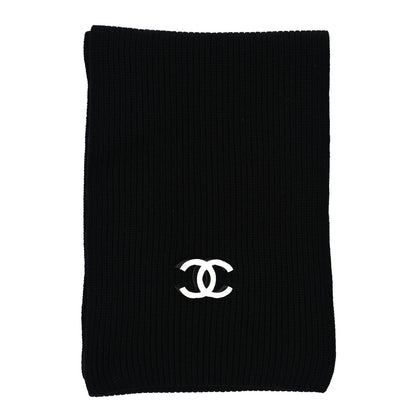 Chanel Wool Cashmere CC Scarf Black White 2 of 4