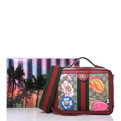 Gucci GG Supreme Monogram Flora Web Small Ophidia Top Handle Shoulder Bag Hibiscus Red 11 of 11