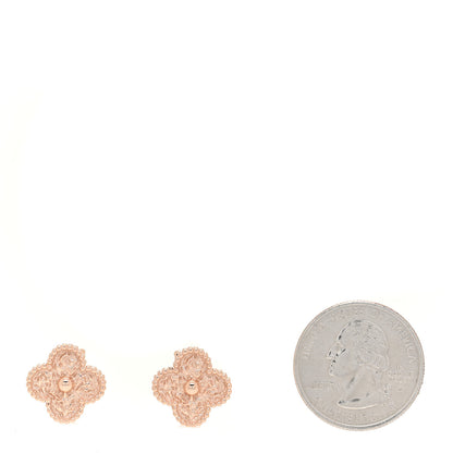 Van Cleef & Arpels 18K Rose Gold Vintage Alhambra Earrings 2 of 6