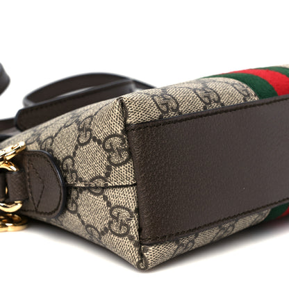Gucci GG Supreme Monogram Textured Dollar Calfskin Web Small Ophidia Dome Shoulder Bag Beige Ebony New Acero 10 of 11