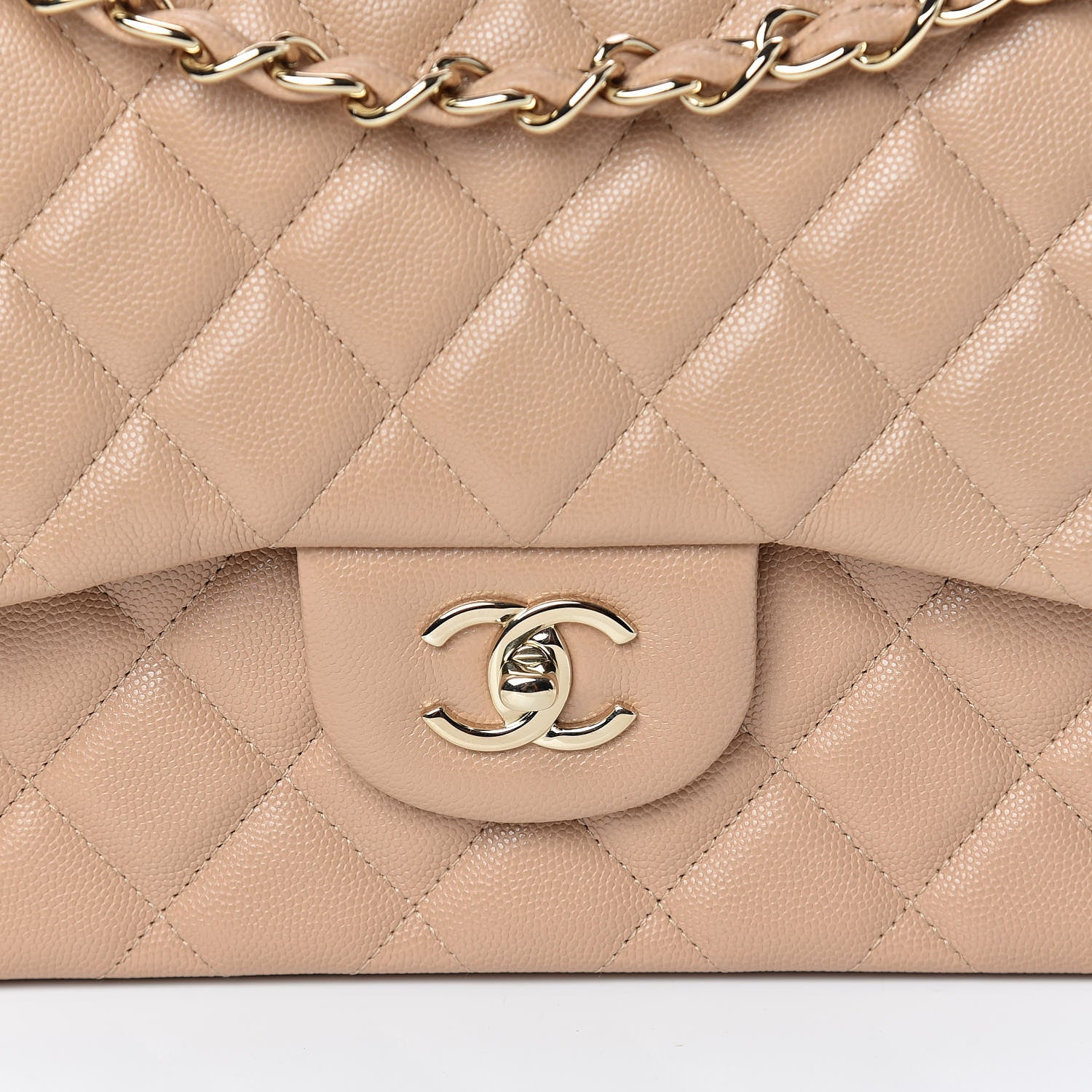 Chanel Caviar Quilted Jumbo Double Flap Beige 10 of 11