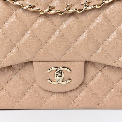 Chanel Caviar Quilted Jumbo Double Flap Beige 10 of 11