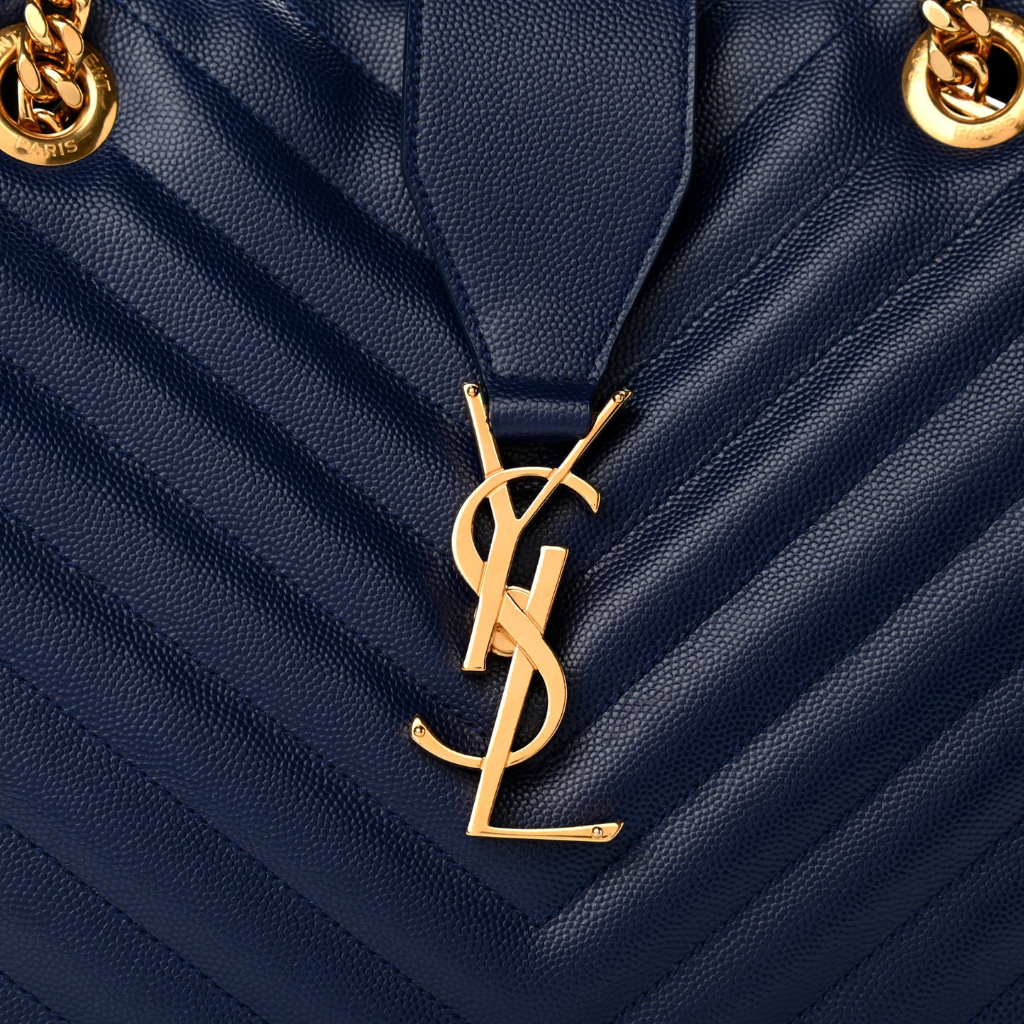 Grain De Poudre Matelasse Chevron Monogram Shopping Bag Deep Marine