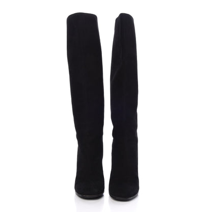 Gucci Suede Studded Jacquelyne Knee High Boots 36.5 Black 2 of 9