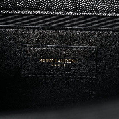 Saint Laurent Grain De Poudre Textured Mixed Matelasse Triquilt Medium Monogram Satchel Black 7 of 11