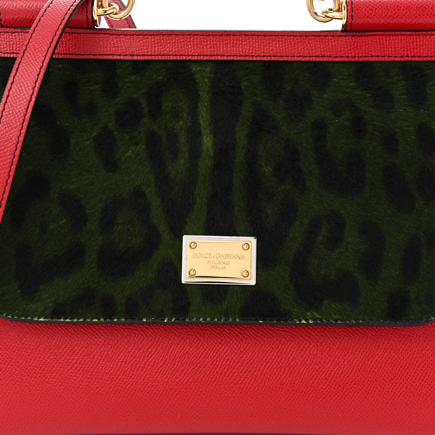 DOLCE GABBANA Calf Hair Leopard Print Miss Sicily Satchel Multicolor