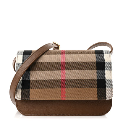 Burberry Grained Calfskin House Check Small Madison Shoulder Bag Earth 1 of 10