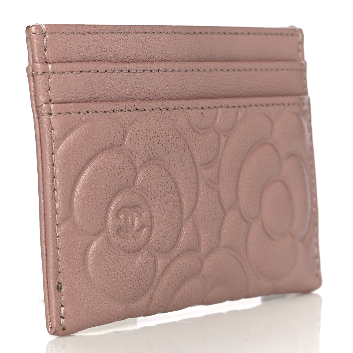 Chanel Goatskin Camellia Embossed Card Holder Light Pink 3 of 15