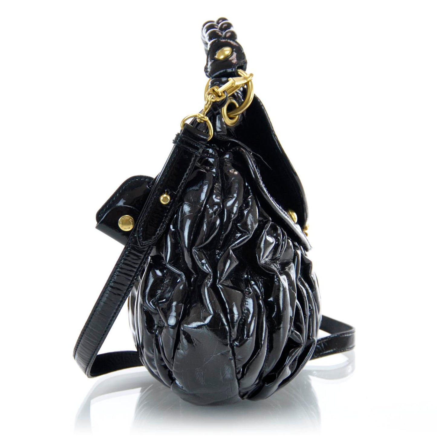 Patent Leather Matelasse Coffer Black